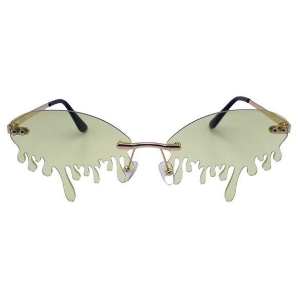 6071 | Green Drip Rimless Novelty Sunglasses - Picture 1 of 5